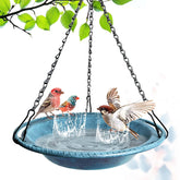 VIHSIPR Hanging Bird Bath 12in antique blue front view