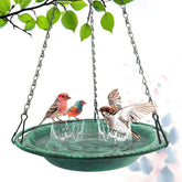 VIHSIPR Hanging Bird Bath 12in antique green front view