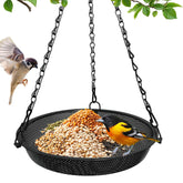 VIHSIPR Hanging Platform Bird Feeder, Black 9 inch, front view