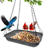 VIHSIPR Hanging Platform Bird Feeder black rectangular front view