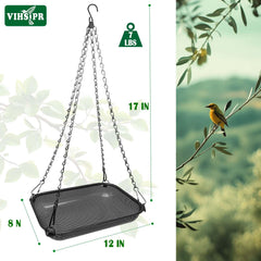 VIHSIPR Hanging Platform Bird Feeder black rectangular side view