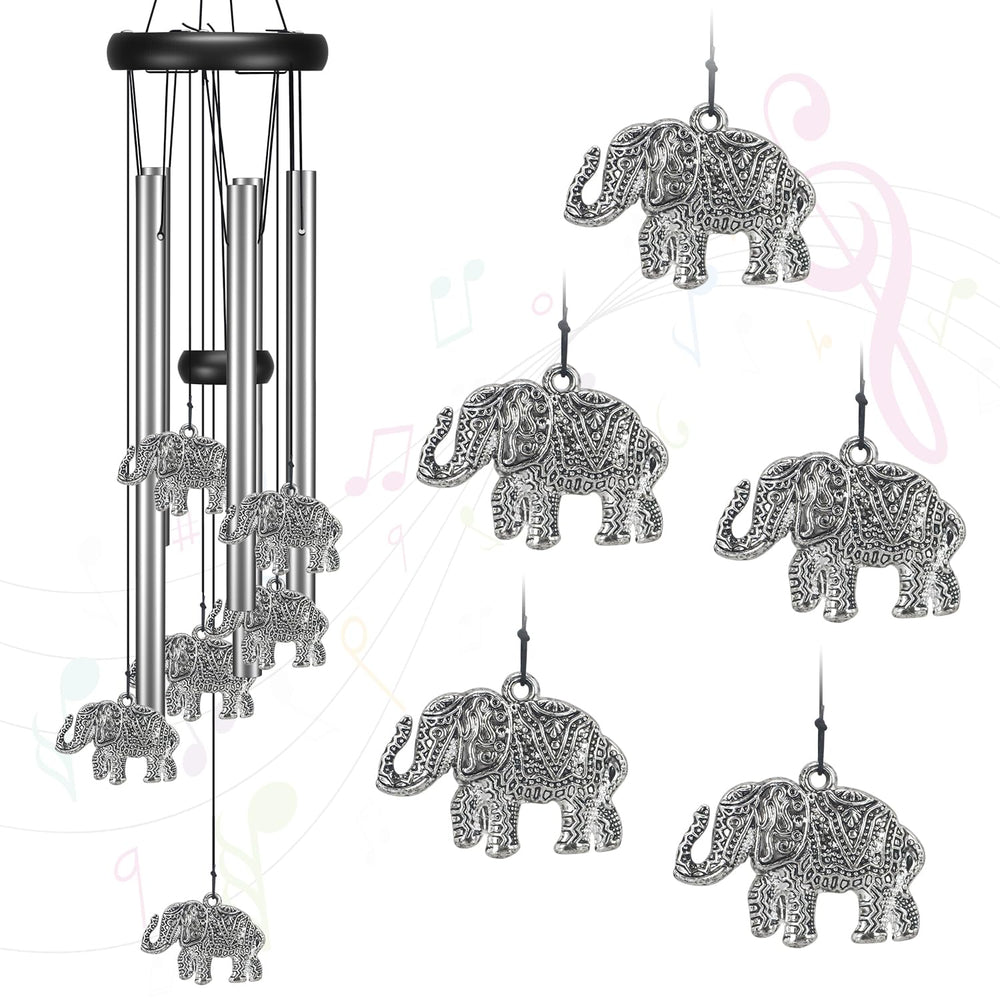 Virekm 25.5-inch aluminum wind chime with elephant design