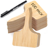 VITEVER 100 pcs Plant Labels T-Type design with natural wood pattern