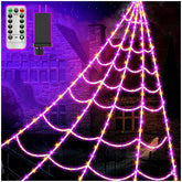 VITI Halloween spider web lights with 455 LEDs in purple and orange