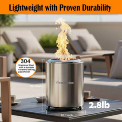 Vivagarden Portable Tabletop Fire Pit in a camping setting