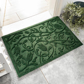 VivaNest Boho Green Floral Doormat front view, 17x30 inch