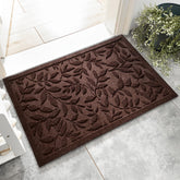 VivaNest Coffee Brown Leaves Doormat front view