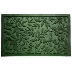 VivaNest Green Leaves Doormat side view showcasing rubber backing