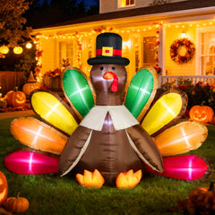 VIVOHOME 5ft Thanksgiving inflatable turkey with colorful tail
