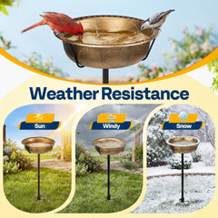 VIVOHOME Bird Bath side view showcasing the antique bronze finish