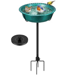 VIVOHOME Bird Bath with Solar Fountain in green, front view