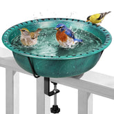 VIVOHOME Deck-Mounted Bird Bath front view with green finish