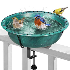 VIVOHOME Deck-Mounted Bird Bath front view with green finish