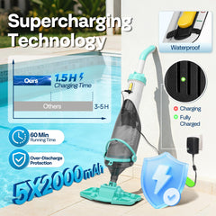 VIVOHOME Handheld Pool Vacuum charger with moisture-resistant coating