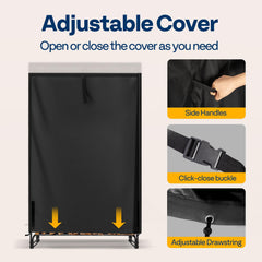 VIVOHOME log rack cover dimensions displayed on the side