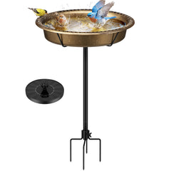 VIVOHOME Oval Bird Bath with Solar Fountain front view