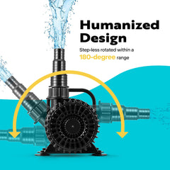 VIVOHOME Submersible Pond Pump 100W side view showing nozzle