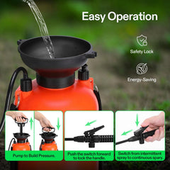 VIVOSUN 1.35-Gallon Pump Pressure Sprayer showing liquid level scale