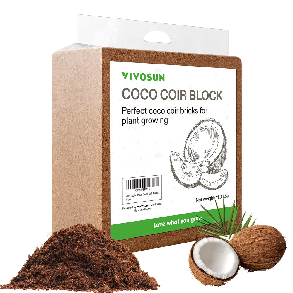 VIVOSUN 11lbs coco coir brick front view with carry handle