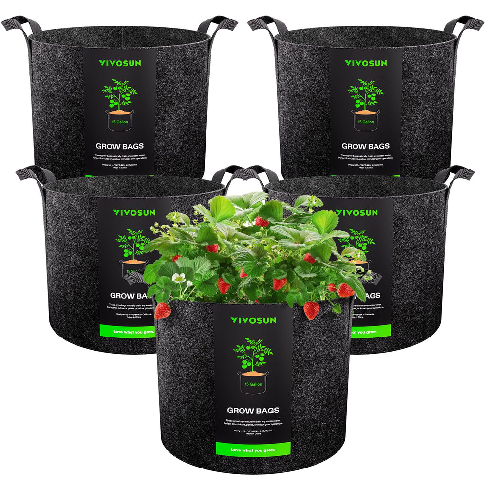 VIVOSUN 15 Gallon Grow Bag front view with reinforced handles