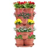 VIVOSUN 5-Tier Vertical Gardening Stackable Planter in brown