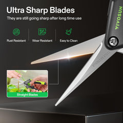 VIVOSUN 6.5 Inch garden scissors side view showcasing the spring-loaded feature