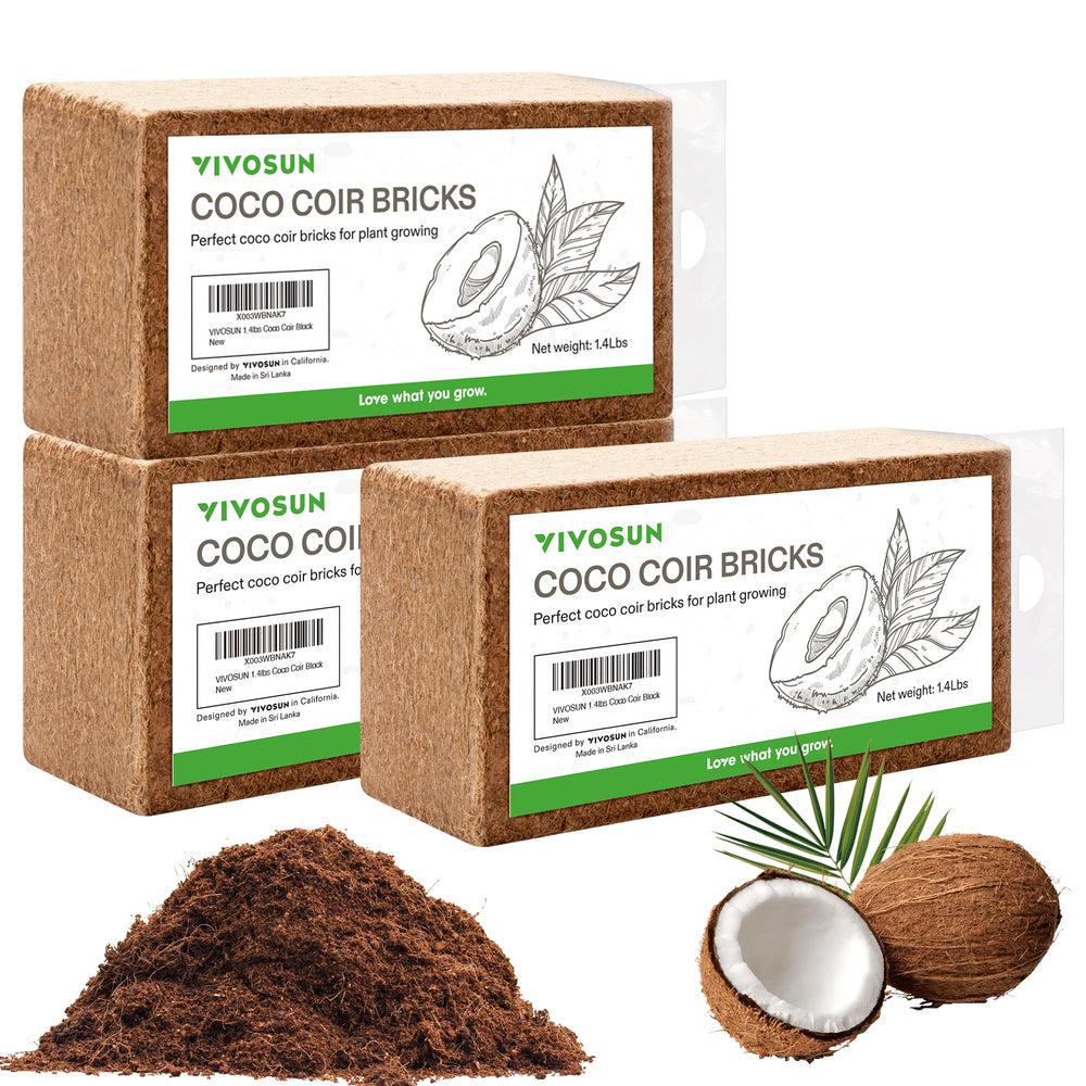 VIVOSUN Coco Coir Brick front view, 1.4lbs natural organic soil