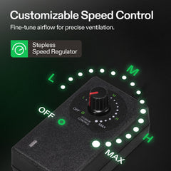 VIVOSUN P4 4" Inline Fan showing speed control