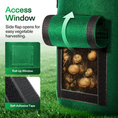 VIVOSUN Potato Grow Bag roll-up window showing harvested potatoes
