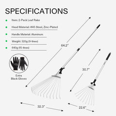 VIVOSUN telescopic rake extended to full length for comfortable use