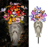VKEVOC Solar Angel Grave Decoration front view with butterfly lights