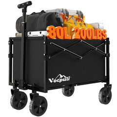 Vocpuli 25" Collapsible Wagon Cart in black, front view