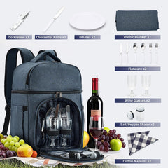Vogano Picnic Backpack side view with wine bottle holder