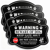 Voiluk Beware of Dog Sign front view, 10x7 inch, black aluminum