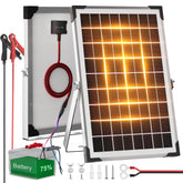 Voltset 10W solar panel front view with aluminum frame