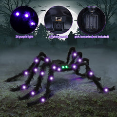 VOMAOK Halloween Light Up Giant Spider showing purple lights on legs