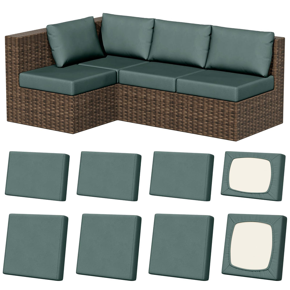 Vorshape 8Pcs cushion covers in grey green, front view