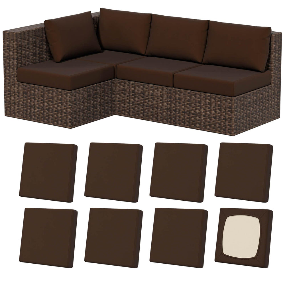 Vorshape 8Pcs Outdoor Cushion Covers dark coffee front view