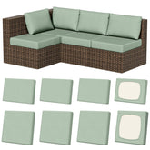 Vorshape 8Pcs Outdoor Cushion Covers in Sage Green, Square large and Rectangle sizes