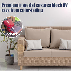 Vorshape cushion covers displayed on outdoor furniture