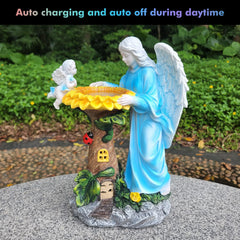 Voveexy Solar Angel Garden Statue displayed on patio