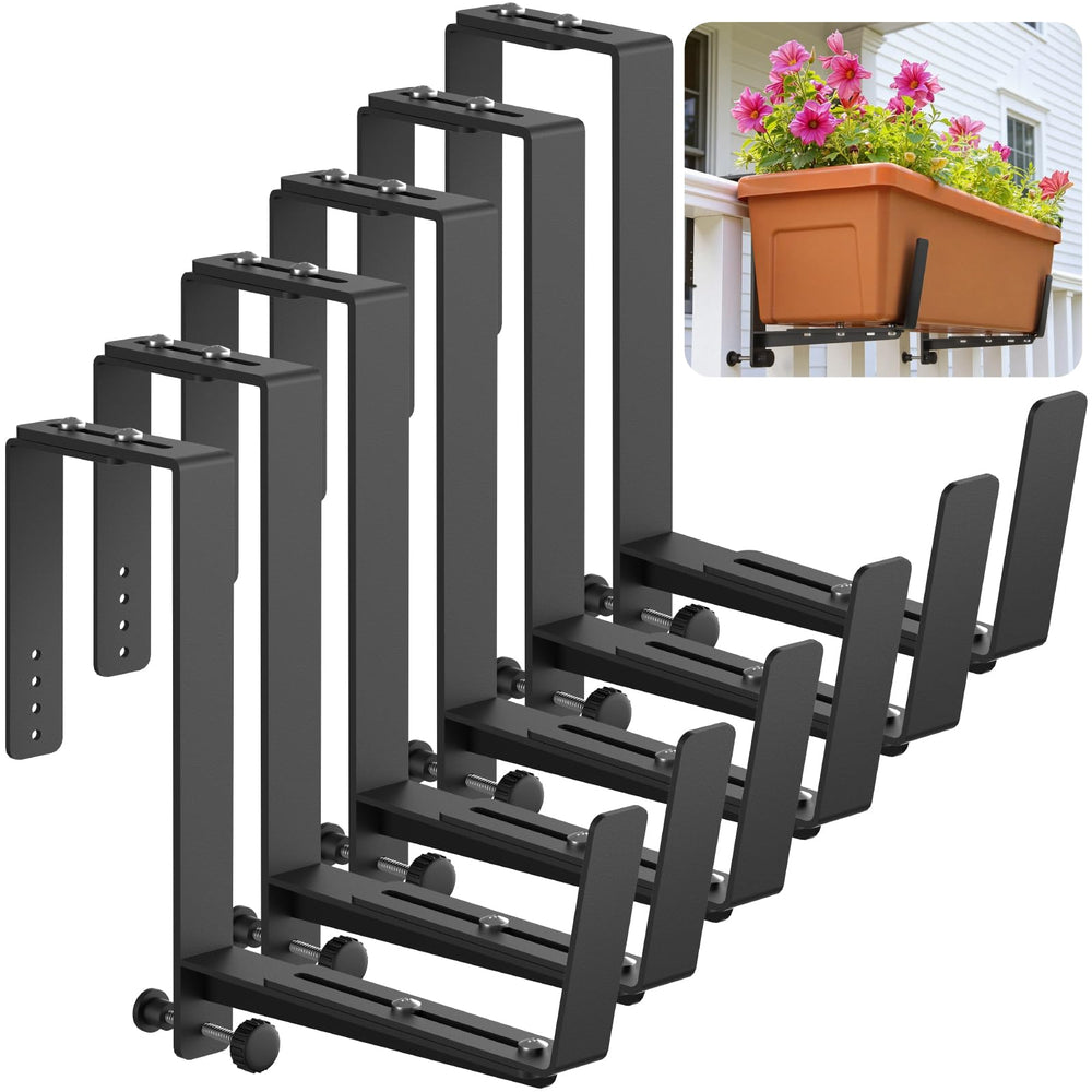 VOXOR Adjustable Window Box Brackets black front view
