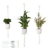 vriysei macrame plant hanger set with three hangers in white