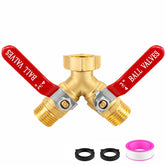 Vtenyeo Garden Hose Splitter 2 Way front view with brass finish