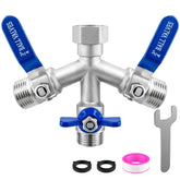 Vtenyeo Garden Hose Splitter 3-way front view in white