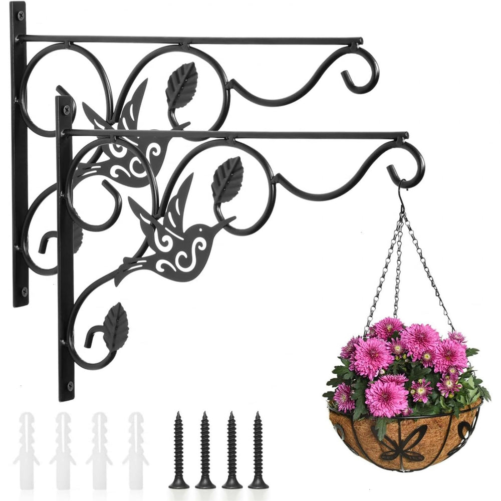 Vumdua 12 inch black plant hanger with bird decoration
