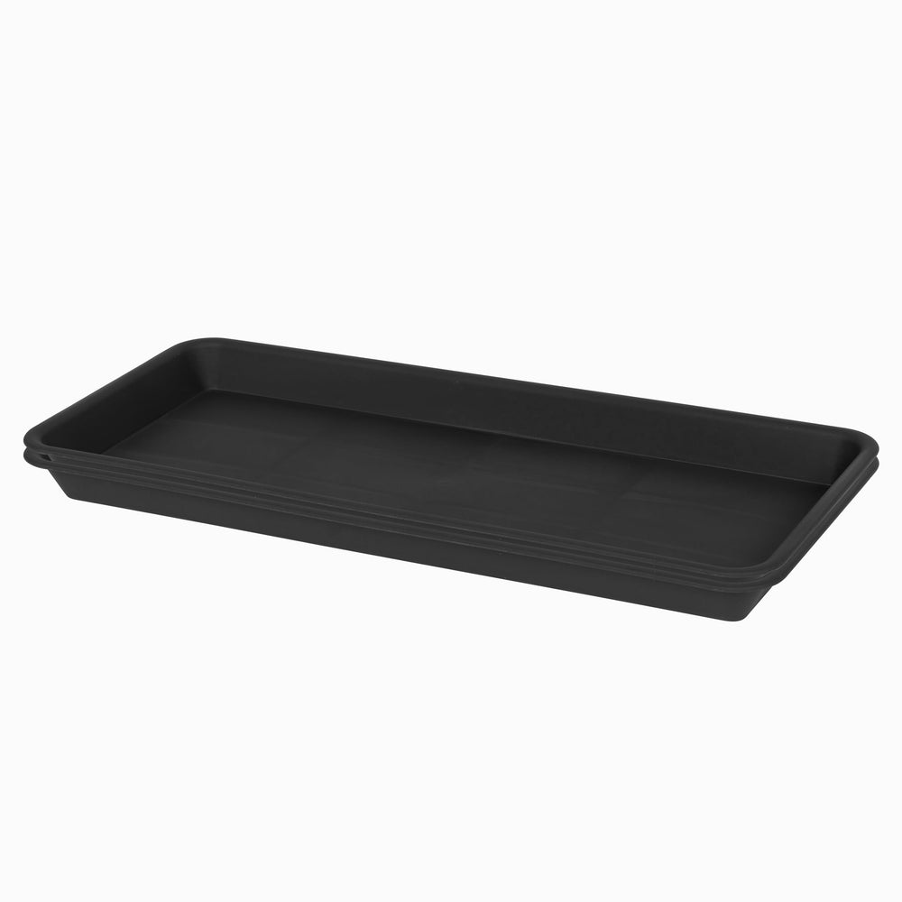 VUWEZ 30 inch black rectangular plant tray front view