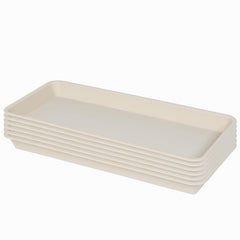 VUWEZ 6 Pack Plastic Plant Trays beige front view
