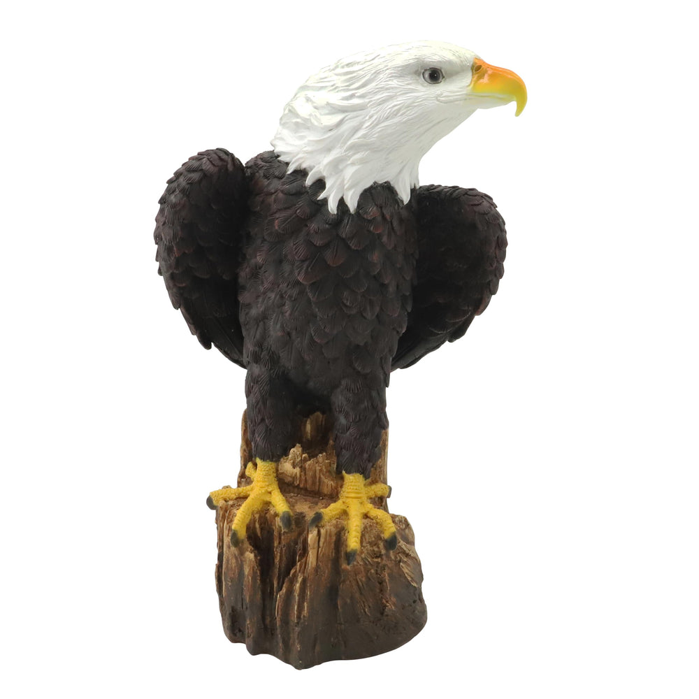 VV-Ladybug Bald Eagle Statue front view with tree stump base