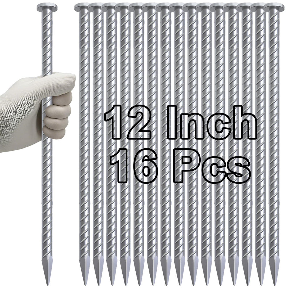 VVOKGO 12 Inch galvanized steel rebar stake front view
